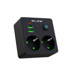 Rozgałęźnik R-20 PR 2-GNIAZDA + 2USB + USB-C czarny | PartsPC.pl