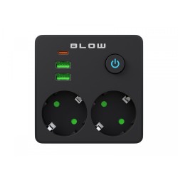 Rozgałęźnik R-20 PR 2-GNIAZDA + 2USB + USB-C czarny | PartsPC.pl