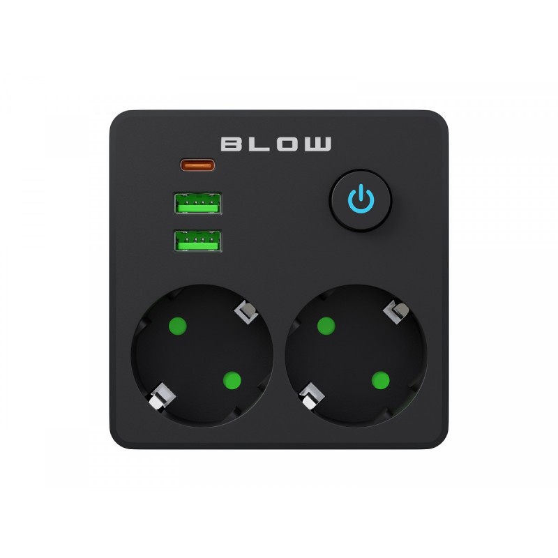 Rozgałęźnik R-20 PR 2-GNIAZDA + 2USB + USB-C czarny | PartsPC.pl