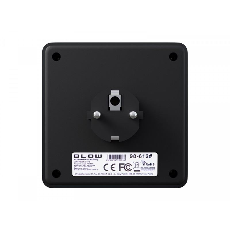 Rozgałęźnik R-20 PR 2-GNIAZDA + 2USB + USB-C czarny | PartsPC.pl