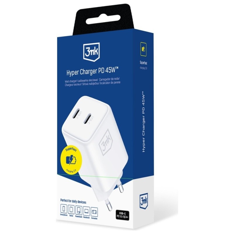 Ładowarka sieciowa Hyper Charger PD 45W GaN QC4+ PPS 2C biał… | PartsPC.pl