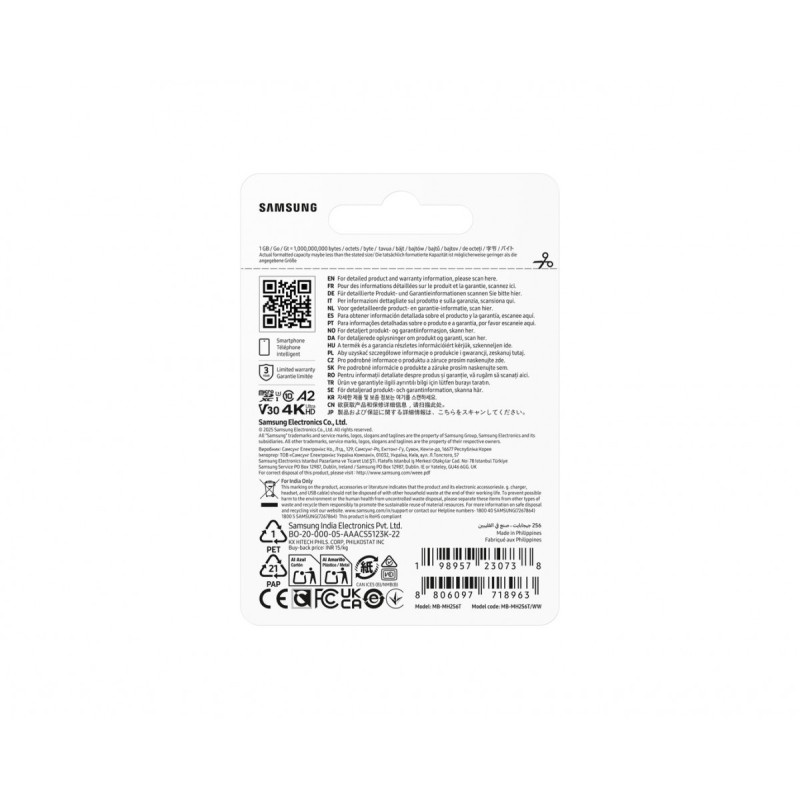 Karta pamięci MB-MH256T/WW T9 microSD 256GB | PartsPC.pl