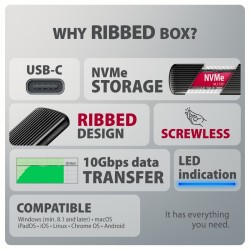 EEM2-SC Obudowa zewnętrzna aluminiowa bezśrubowa USB-C 3.2 G… | PartsPC.pl