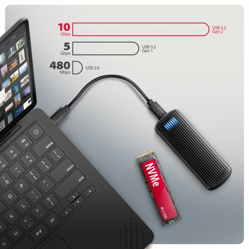 EEM2-SC Obudowa zewnętrzna aluminiowa bezśrubowa USB-C 3.2 G… | PartsPC.pl