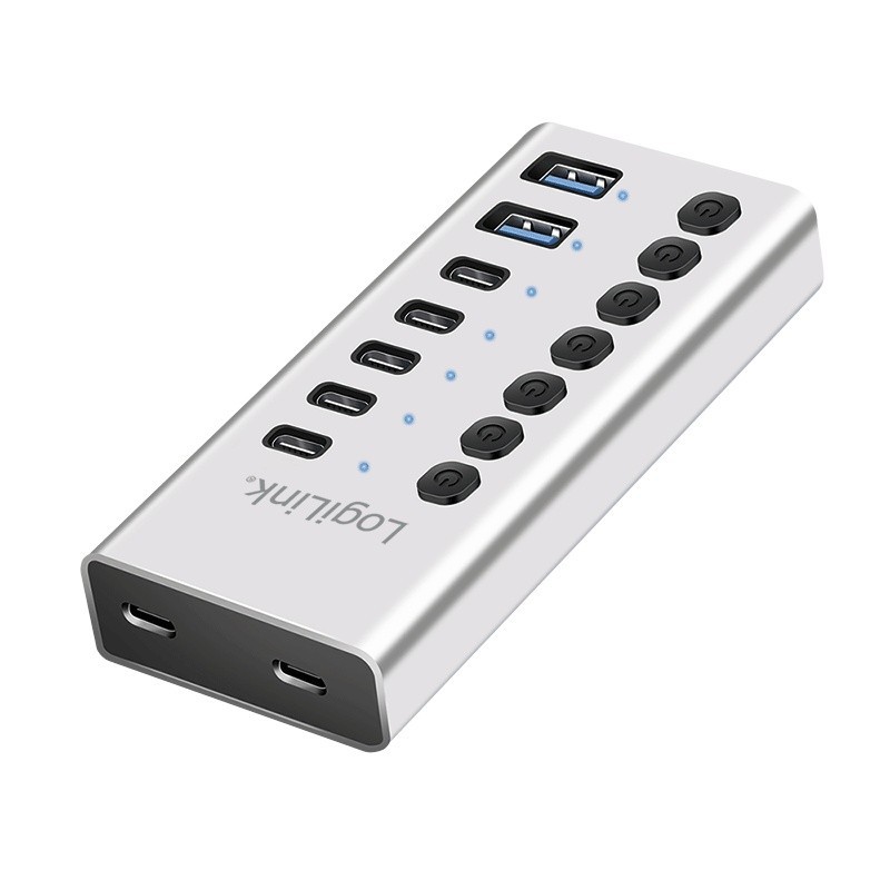 Hub 7xUSB-A/C z przełącznikiem on/off | PartsPC.pl
