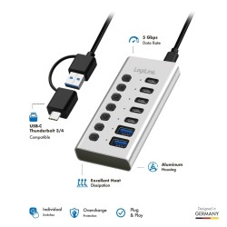 Hub 7xUSB-A/C z przełącznikiem on/off | PartsPC.pl