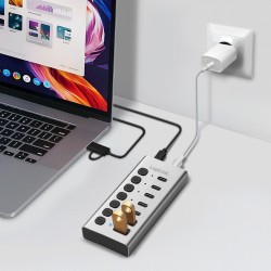 Hub 7xUSB-A/C z przełącznikiem on/off | PartsPC.pl