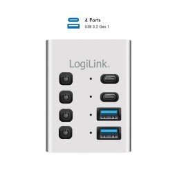 Hub 4xUSB3.2 Gen1 z przełącznikiem on/off | PartsPC.pl