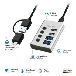 Hub 4xUSB3.2 Gen1 z przełącznikiem on/off | PartsPC.pl