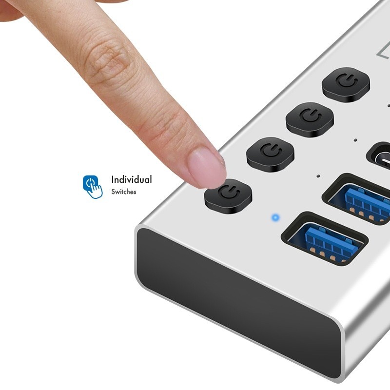 Hub 4xUSB3.2 Gen1 z przełącznikiem on/off | PartsPC.pl
