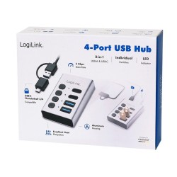 Hub 4xUSB3.2 Gen1 z przełącznikiem on/off | PartsPC.pl