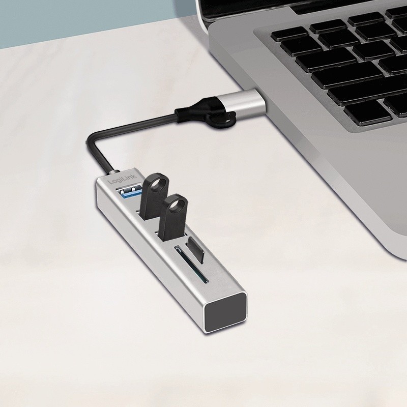 Hub 3xUSB3.0 z czytnikiem kart pamięci | PartsPC.pl