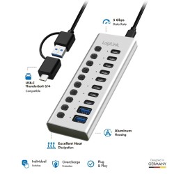 Hub USB3.2 10-portow USB-A/C, funkcja on/off | PartsPC.pl