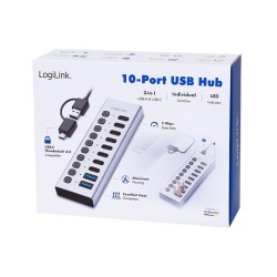 Hub USB3.2 10-portow USB-A/C, funkcja on/off | PartsPC.pl