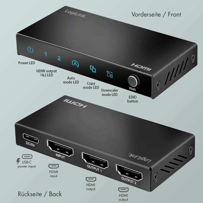 Splitter HDMI, 1x2-Port 4K/60Hz | PartsPC.pl