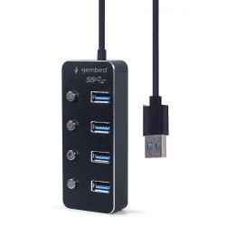 HUB 4-portowy USB 3.1 (Gen 1) z przełącznikami czarny | PartsPC.pl