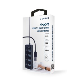 HUB 4-portowy USB 3.1 (Gen 1) z przełącznikami czarny | PartsPC.pl