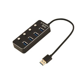 HUB 4-portowy USB 3.1 (Gen 1) z przełącznikami czarny | PartsPC.pl