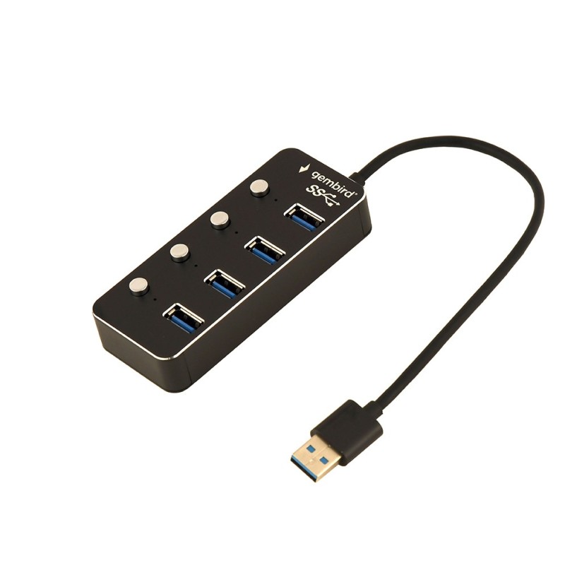 HUB 4-portowy USB 3.1 (Gen 1) z przełącznikami czarny | PartsPC.pl