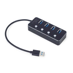 HUB 4-portowy USB 3.1 (Gen 1) z przełącznikami czarny | PartsPC.pl