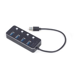 HUB 4-portowy USB 3.1 (Gen 1) z przełącznikami czarny | PartsPC.pl