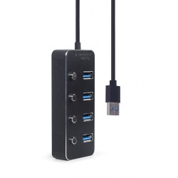 HUB 4-portowy USB 3.1 (Gen 1) z przełącznikami czarny | PartsPC.pl