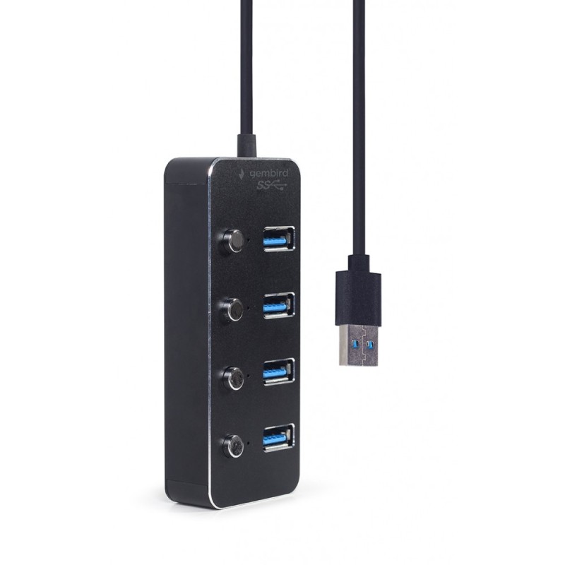 HUB 4-portowy USB 3.1 (Gen 1) z przełącznikami czarny | PartsPC.pl