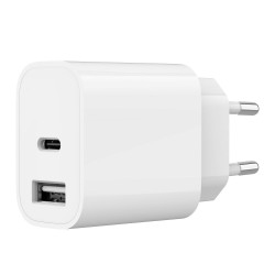Ładowarka uniwersalna USB 2-portowa (A+C), 2.4 A, biała | PartsPC.pl