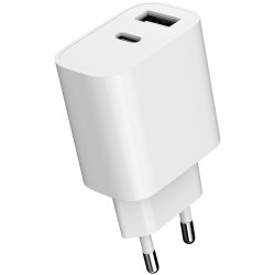 Ładowarka uniwersalna USB 2-portowa (A+C), 2.4 A, biała | PartsPC.pl