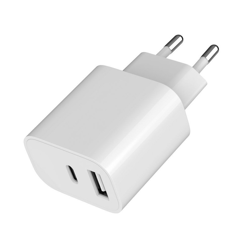 Ładowarka uniwersalna USB 2-portowa (A+C), 2.4 A, biała | PartsPC.pl