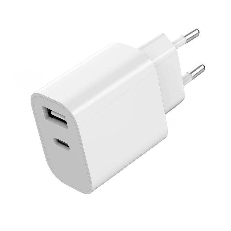 Ładowarka uniwersalna USB 2-portowa (A+C), 2.4 A, biała | PartsPC.pl