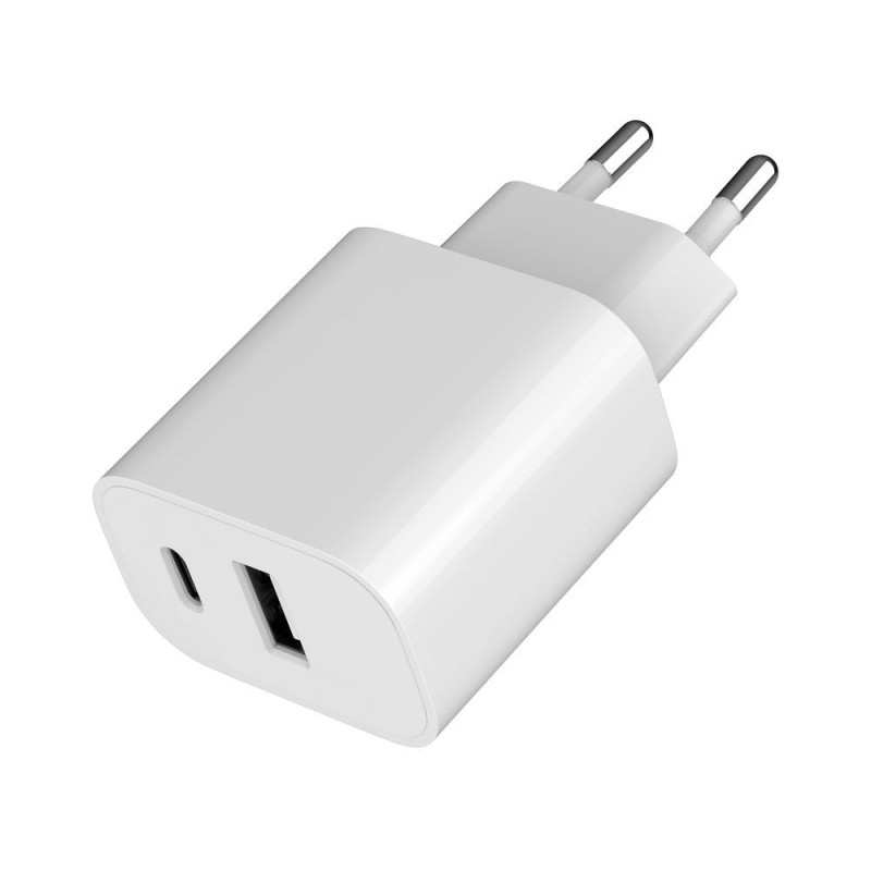 Ładowarka uniwersalna USB 2-portowa (A+C), 2.4 A, biała | PartsPC.pl