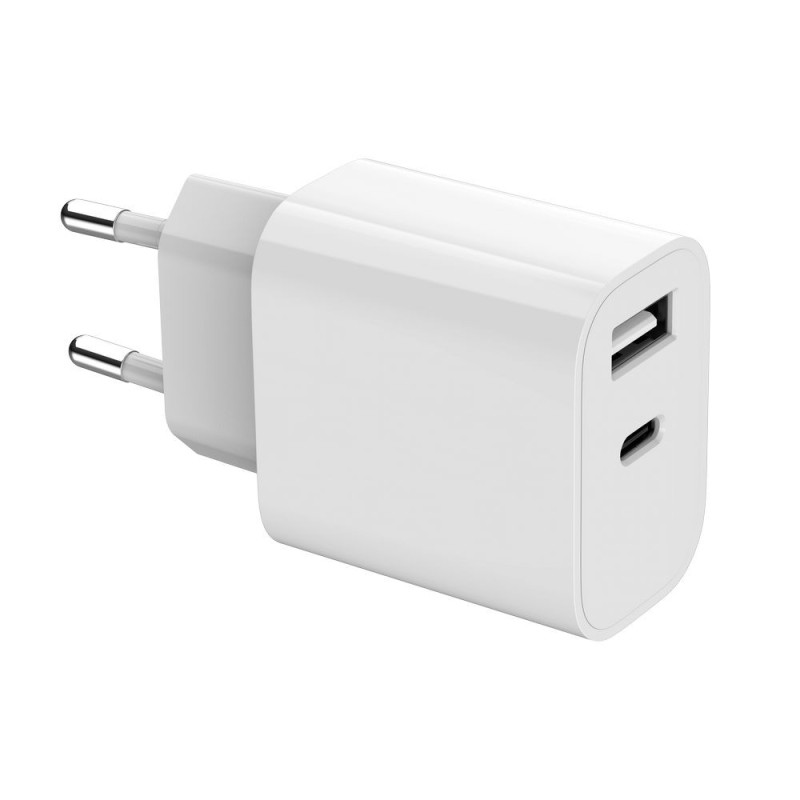 Ładowarka uniwersalna USB 2-portowa (A+C), 2.4 A, biała | PartsPC.pl