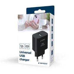 Ładowarka uniwersalna USB, 2.4 A, czarna | PartsPC.pl