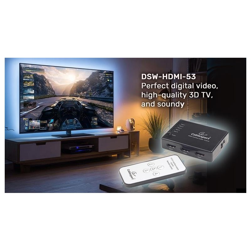 Przełącznik HDMI z pilotem - pięć nadajników jeden      odbi… | PartsPC.pl