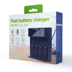 Ładowarka akumulatorów USB Ni-MH + Li-ion, czarna | PartsPC.pl