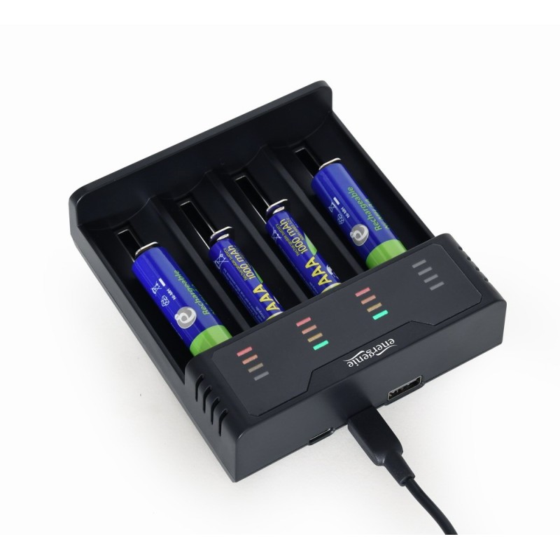 Ładowarka akumulatorów USB Ni-MH + Li-ion, czarna | PartsPC.pl