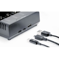 Ładowarka akumulatorów USB Ni-MH + Li-ion, czarna | PartsPC.pl