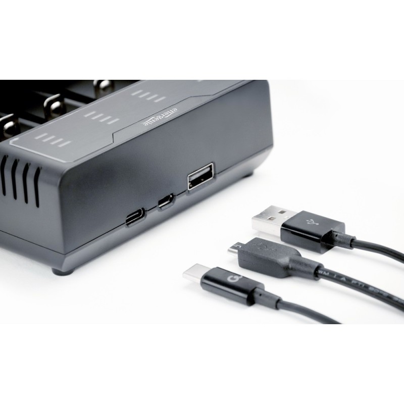 Ładowarka akumulatorów USB Ni-MH + Li-ion, czarna | PartsPC.pl