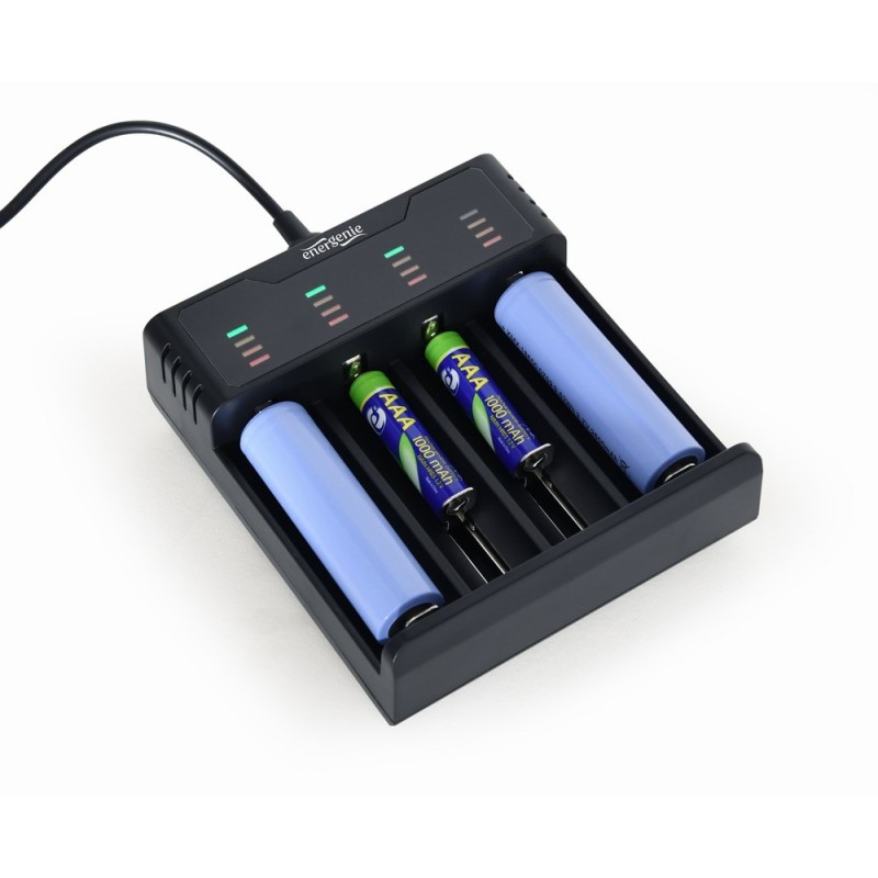 Ładowarka akumulatorów USB Ni-MH + Li-ion, czarna | PartsPC.pl