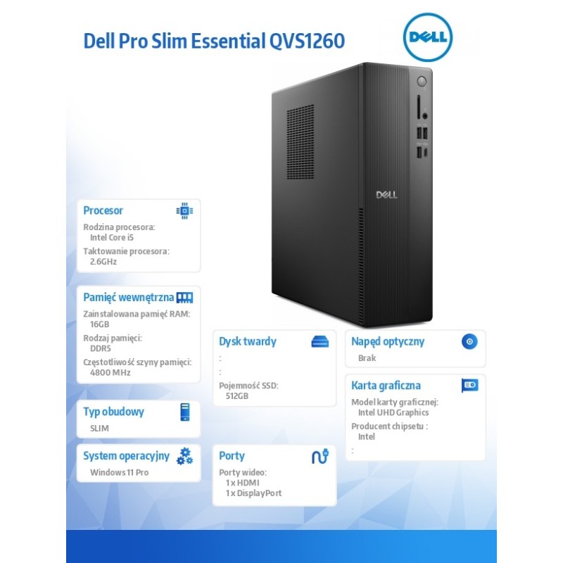 Komputer Dell Pro Slim Essential QVS1260 Win11Pro i5-14500/1… | PartsPC.pl