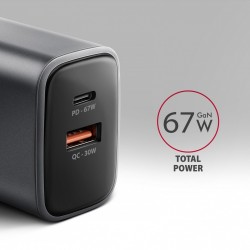 ACU-PQ67 Ładowarka sieciowa PD&QC 67W 2-port GaN, USB-A + US… | PartsPC.pl