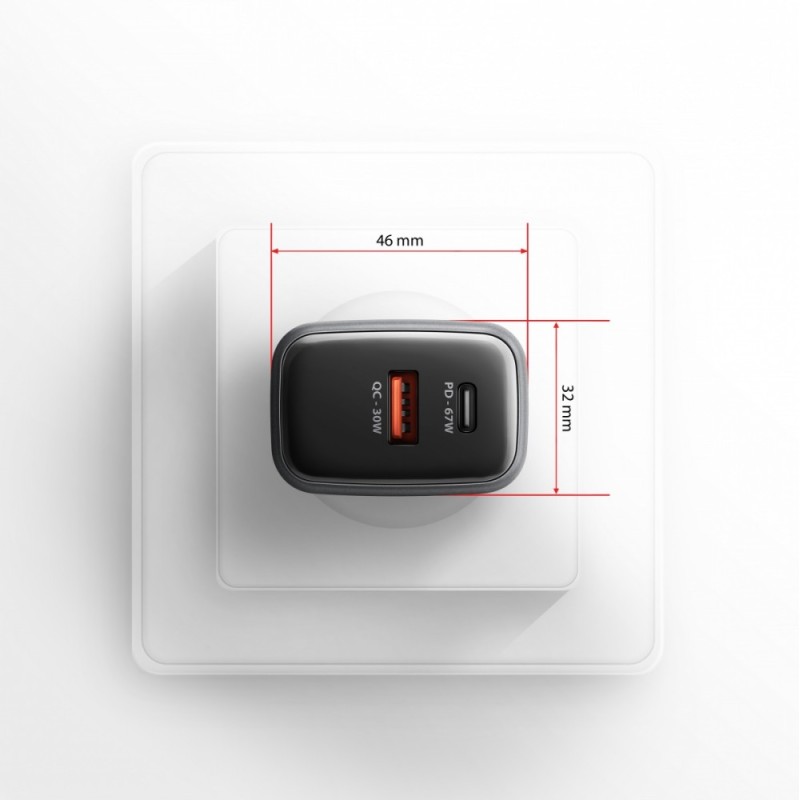 ACU-PQ67 Ładowarka sieciowa PD&QC 67W 2-port GaN, USB-A + US… | PartsPC.pl