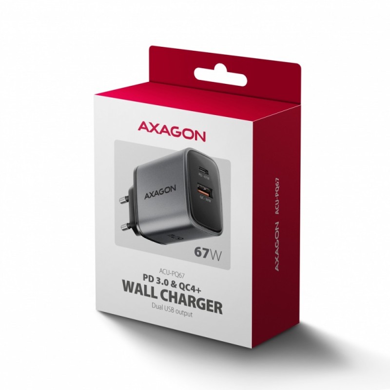 ACU-PQ67 Ładowarka sieciowa PD&QC 67W 2-port GaN, USB-A + US… | PartsPC.pl