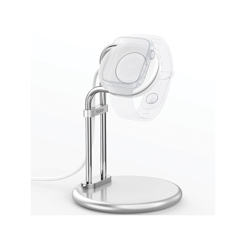 Stojak do Apple Watch SAW-300 ładowanie srebrny | PartsPC.pl