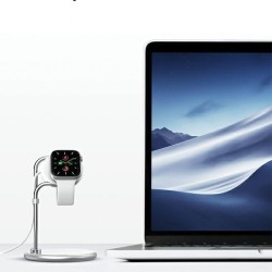 Stojak do Apple Watch SAW-300 ładowanie srebrny | PartsPC.pl
