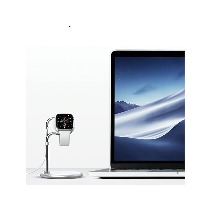 Stojak do Apple Watch SAW-300 ładowanie srebrny | PartsPC.pl