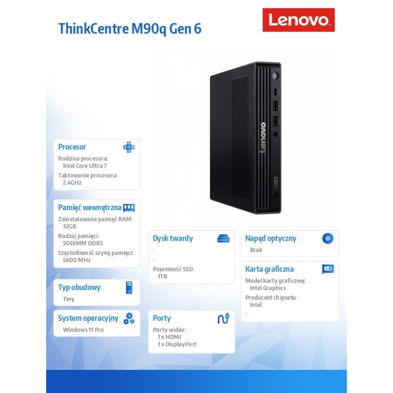 Komputer ThinkCentre M90q Tiny G6 13AC000EPB W11Pro Ultra 7 … | PartsPC.pl