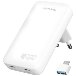 Ładowarka sieciowa FlatPlug Dual 45W GaN 2xUSB-C Biała | PartsPC.pl