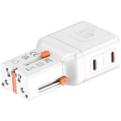 Ładowarka podróżna World Travel 65W USB-C + USB-A Biała | PartsPC.pl
